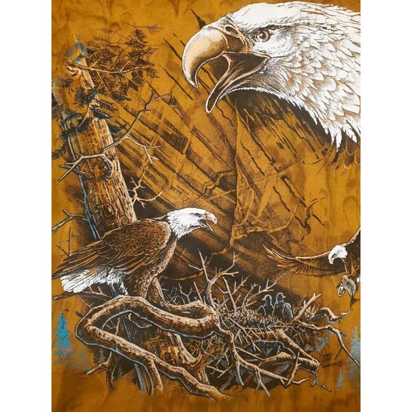 Vintage 2002 Ragtops T Shirt Bald Eagle Soaring Tie Dye Size Medium Rust Color - Picture 4 of 12